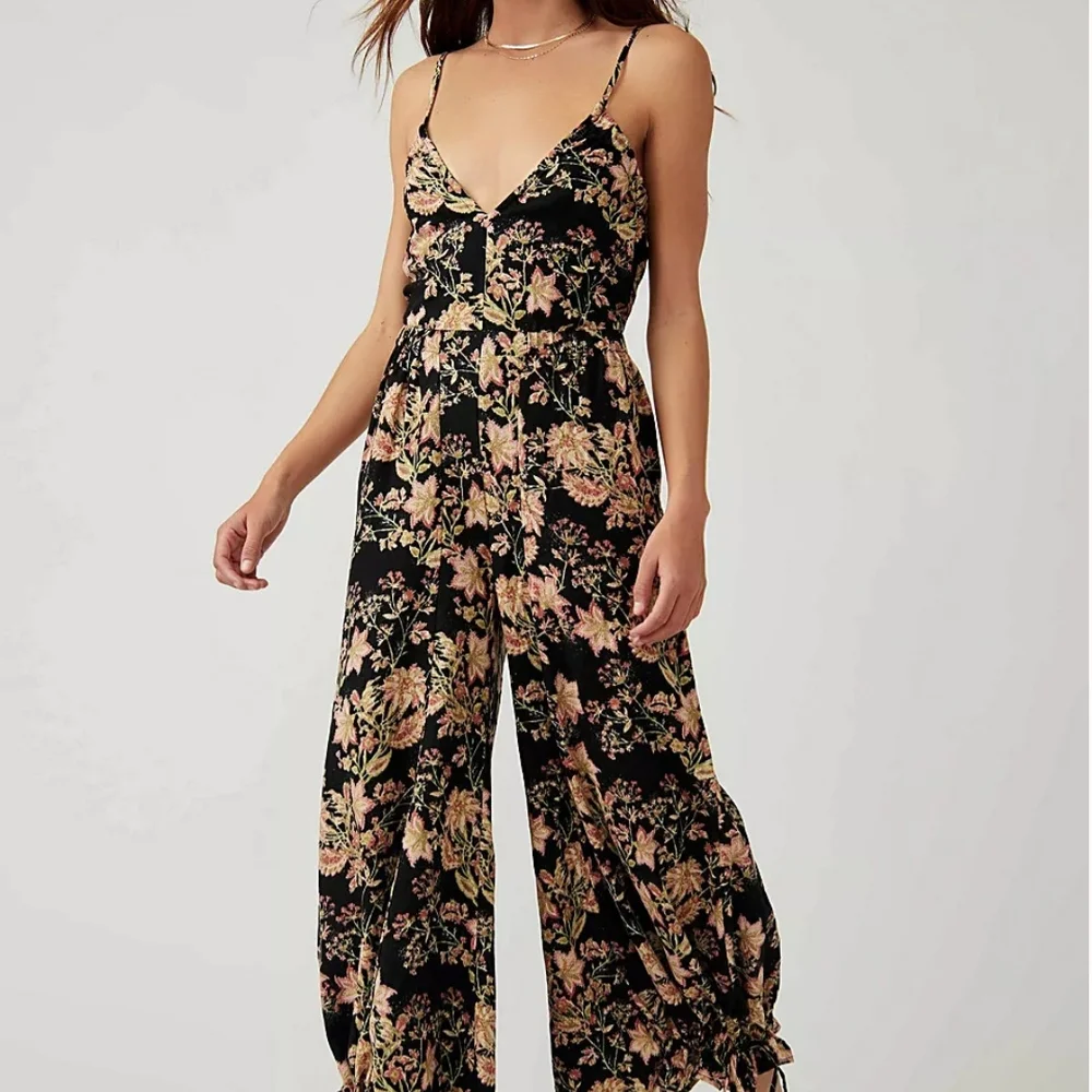 Free People Floral Black Jumpsuit - Picture 1 of 4